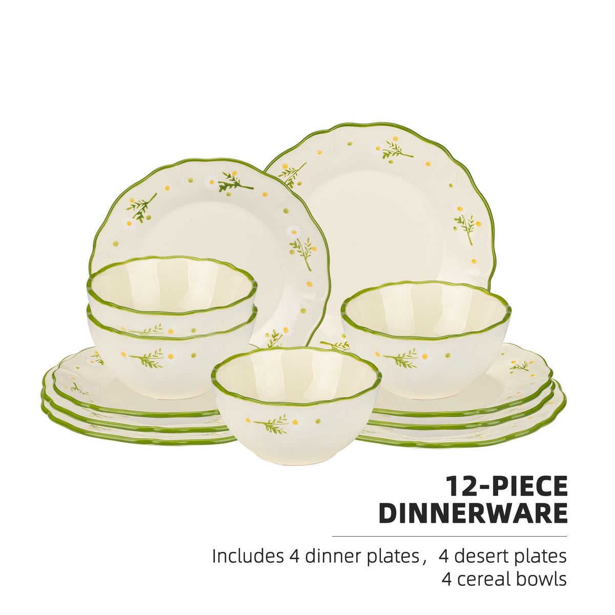 12-Piece Hand-painted Ceramic Dinnerware Set X44343