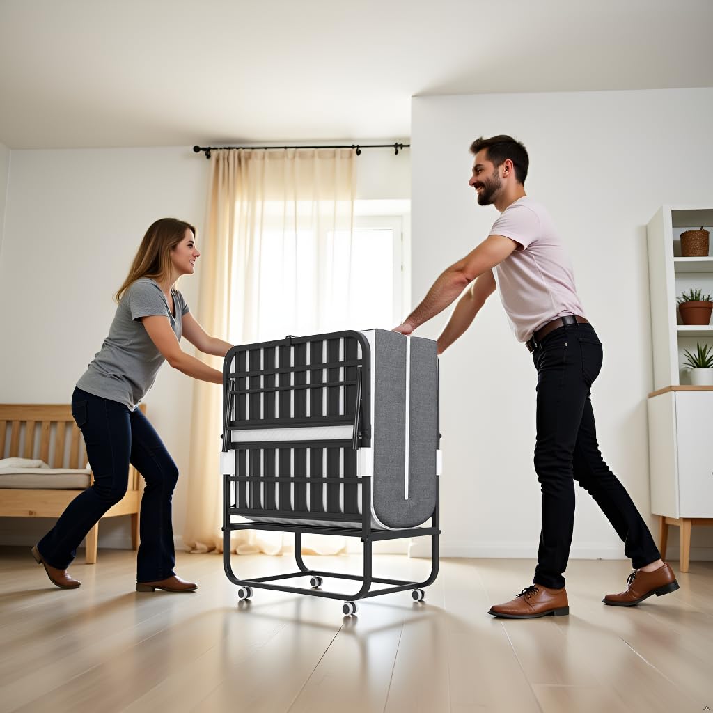 Folding Bed with Mattress & Headboard T660640