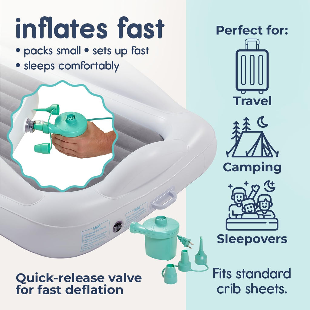 Inflatable Toddler Travel Bed with Safety Bumpers Grey P63254