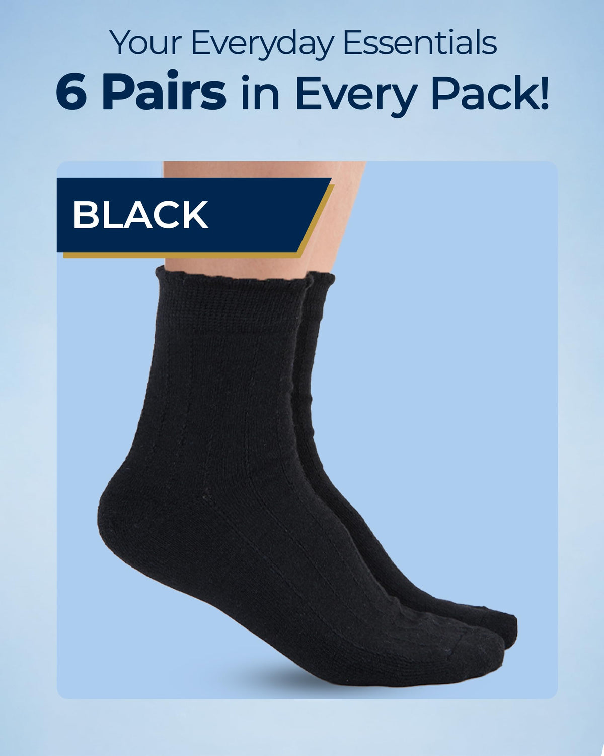 Knit Bamboo Viscose Diabetic Socks 6 Pairs Y986934
