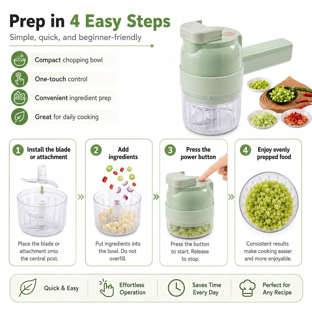 Electric 5-in-1 Handheld Vegetable Chopper G925907