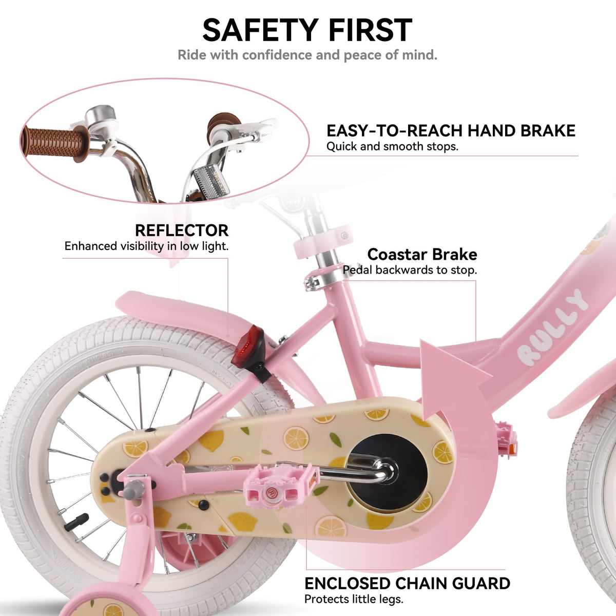 12 14 16 Inch Girls Bike with Training Wheels E6200