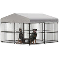 10x10x6 ft Heavy-Duty Outdoor Dog Kennel with Roof R9711