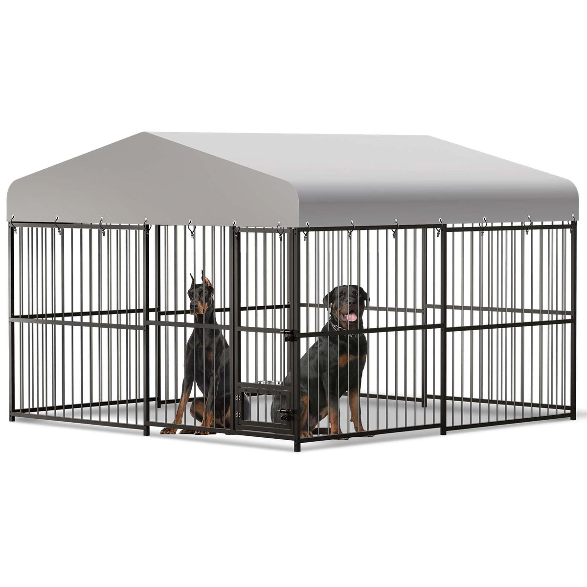 10x10x6 ft Heavy-Duty Outdoor Dog Kennel with Roof R9711