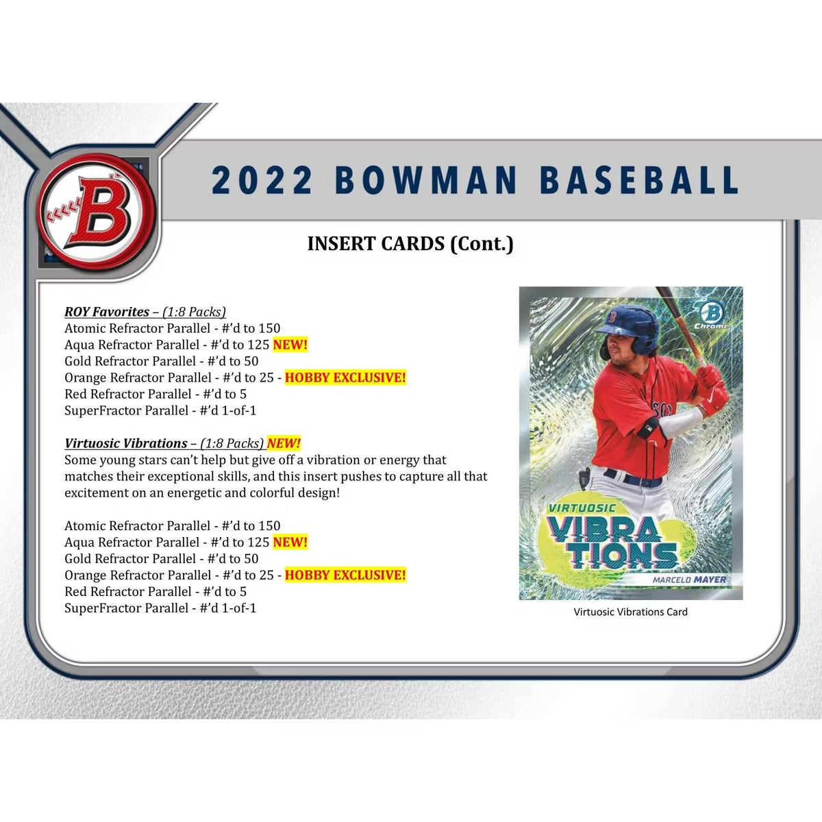 2022 Bowman Baseball Trading Card Mega Box Z760
