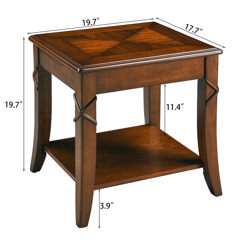 Solid Wood End Table with Storage Shelf M2672