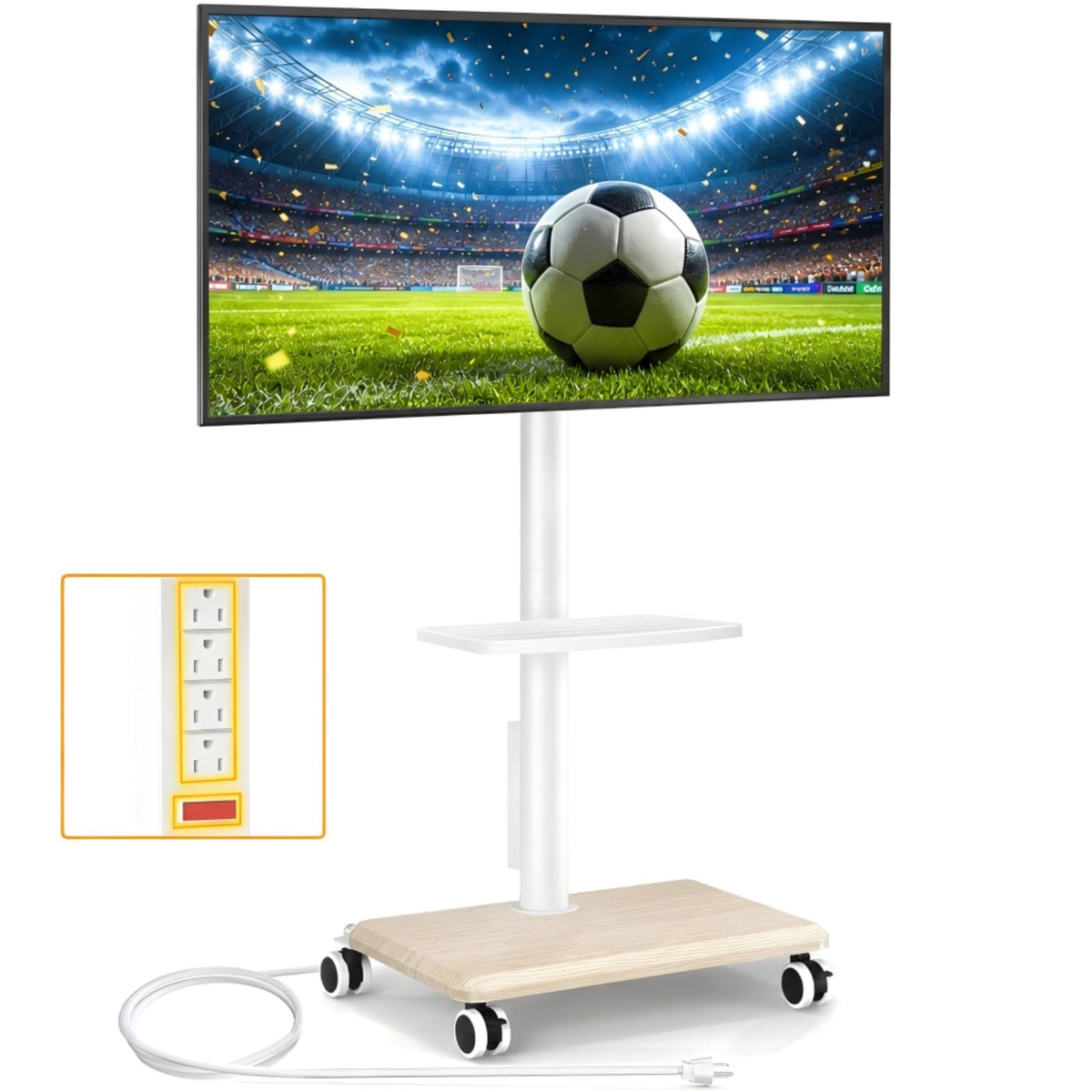 Rolling TV Stand with Power Outlet for 32-60 inch TVs Y268