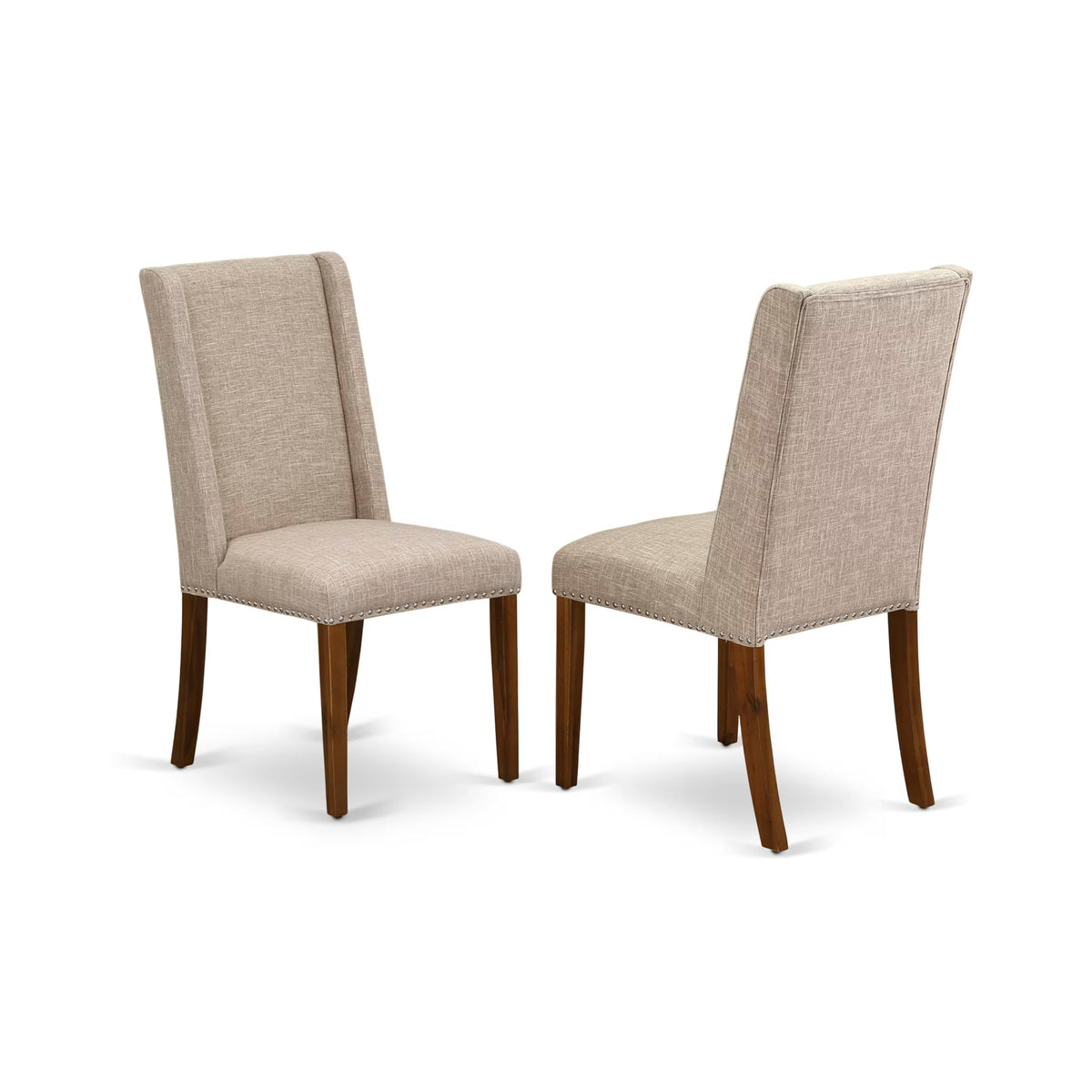 5-piece Wooden Dining Room Set with 4 Light Tan Linen Chairs A747