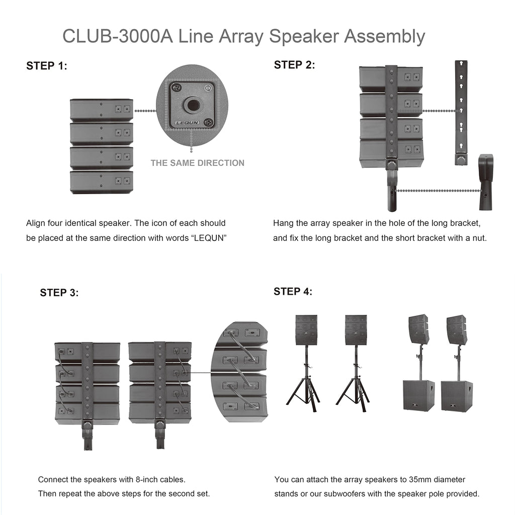 4000W PA Speaker System Combo Set with Two 12 Inch Subwoofers and 8 Line Array Speakers X7118