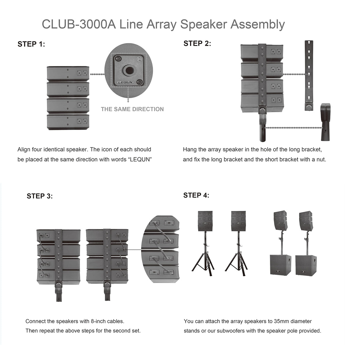 4000W PA Speaker System Combo Set with Two 12 Inch Subwoofers and 8 Line Array Speakers X7118