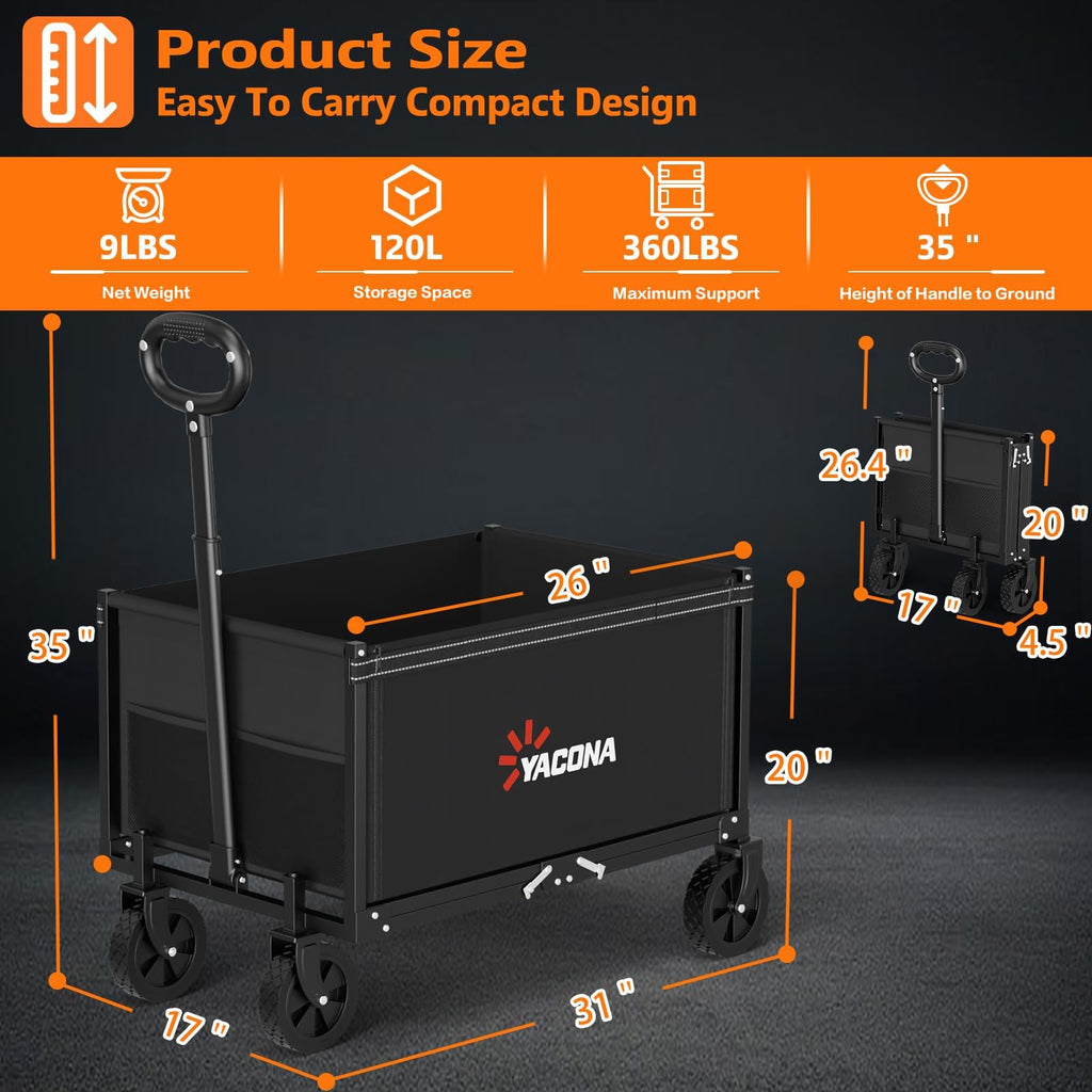 Foldable Heavy Duty Utility Wagon Cart with Wheels M7181
