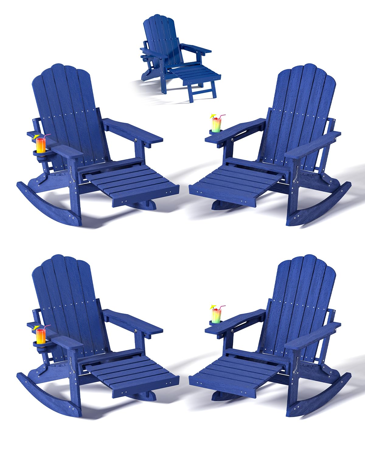 Folding Adirondack Rocking Chair with Ottoman Q821339