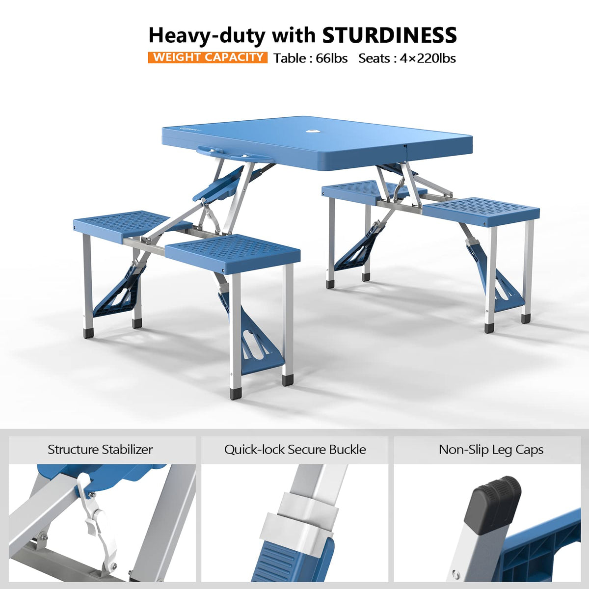 4 Ft Folding Picnic Table Set with 4 Seats K2839