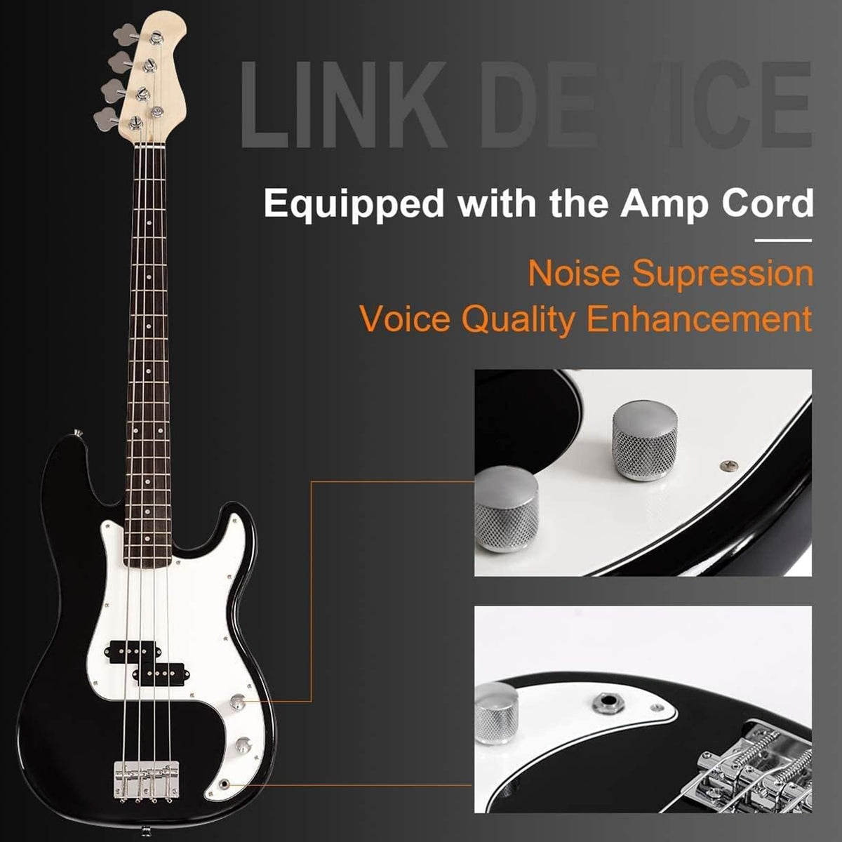 Full Size 4 String Electric Bass Guitar with Bag R18232