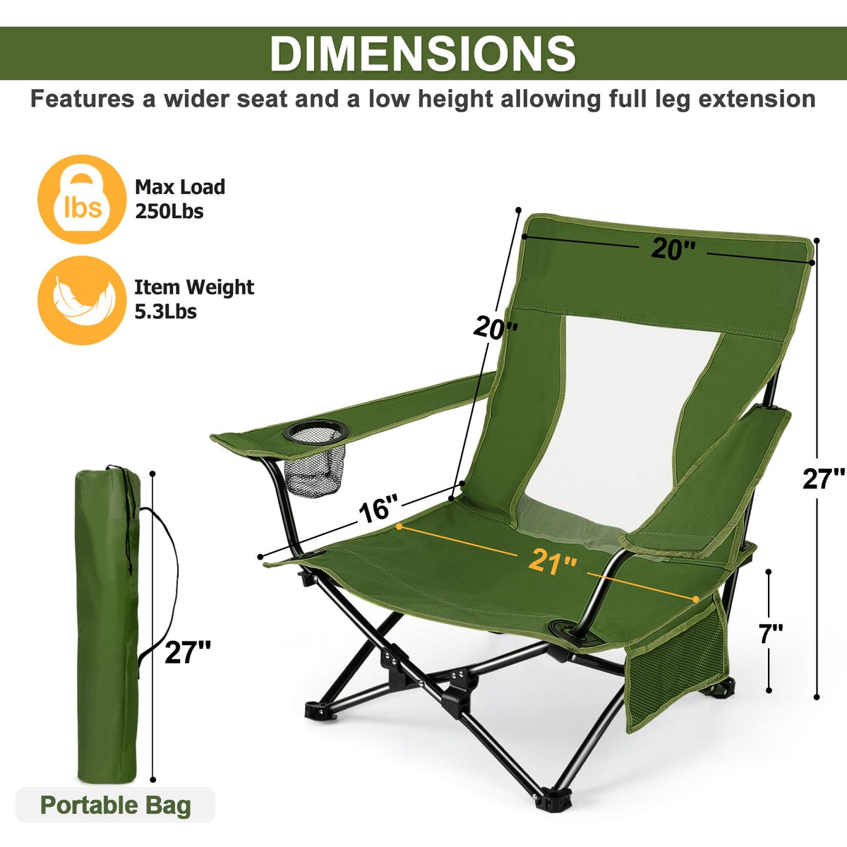 Green Folding Camping Chair 2 Pack H5004
