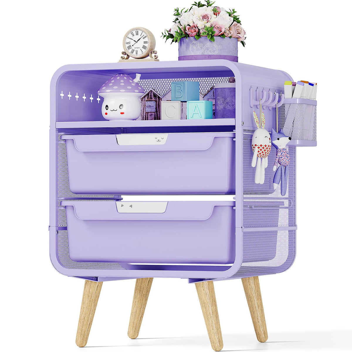 Kids Nightstand, Girls Bedside Table, Night Side Table, Purple H8208