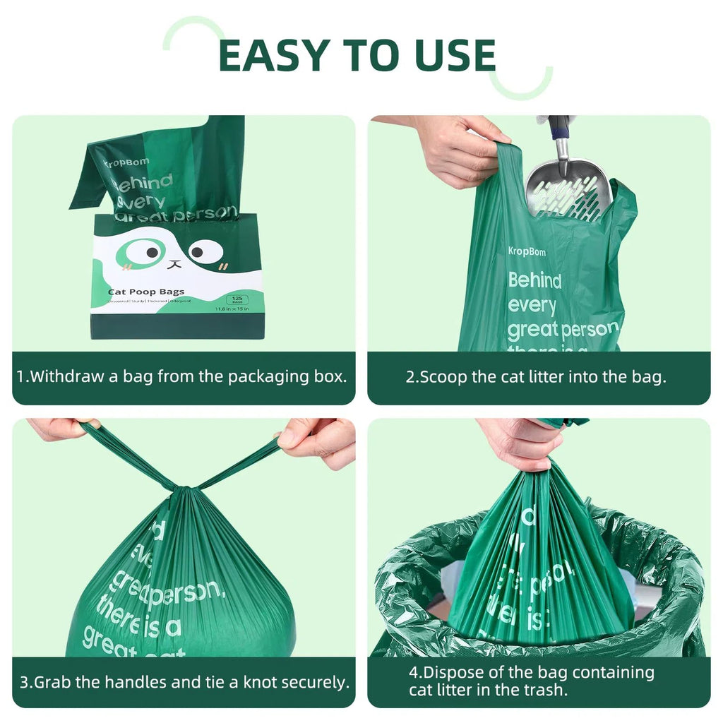 125 Count Large Unscented Cat Poop Bags with Handles D2763
