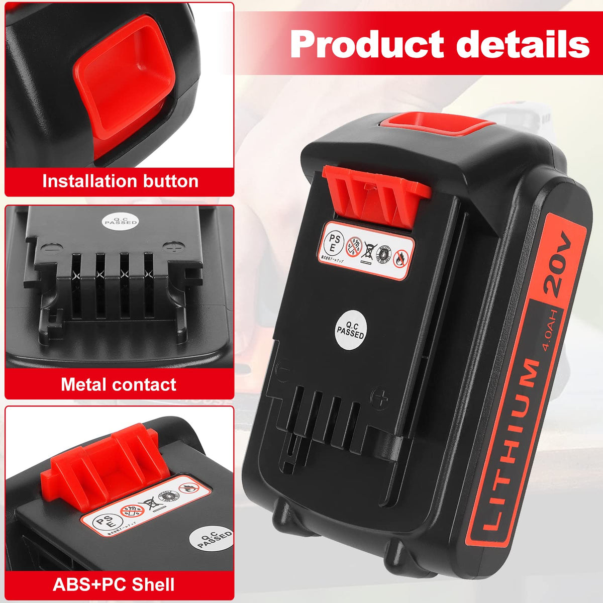 20V Lithium 4.0 ah 2 Pack Battery U69834