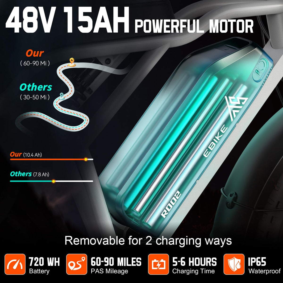 48V 15/25Ah Battery 2000W Peak Motor Electric Bike T3825