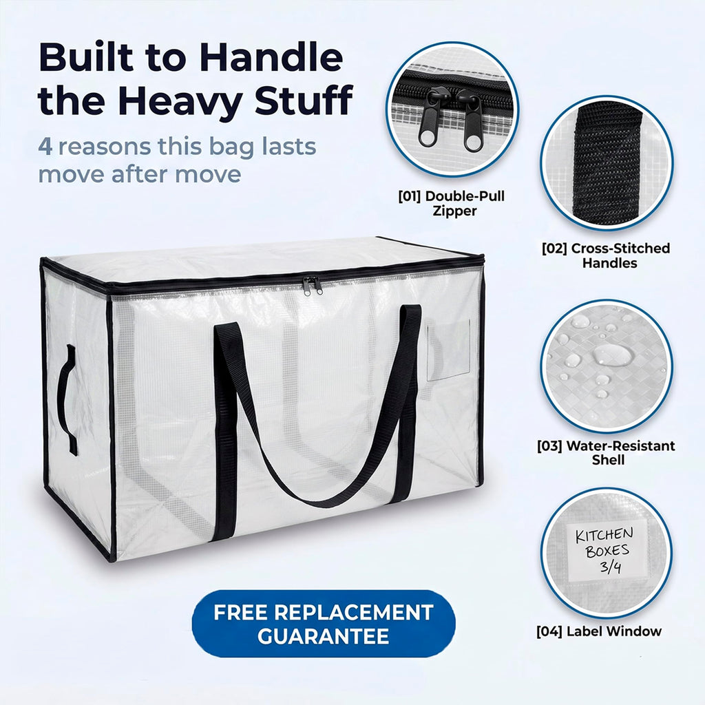 Heavy Duty Water Resistant Storage Bags with Backpack Straps 6 Pack S6157