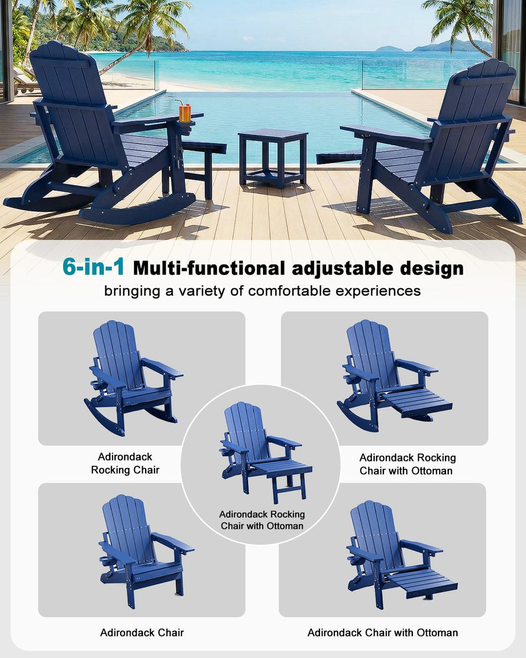 Folding Adirondack Rocking Chair with Ottoman Q821339