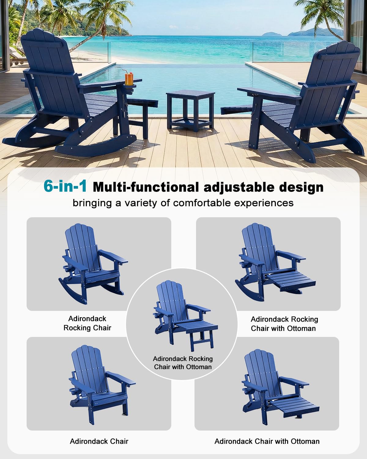 Folding Adirondack Rocking Chair with Ottoman Q821339