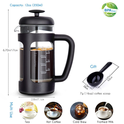 12 oz French Press with Manual Coffee Grinder U392