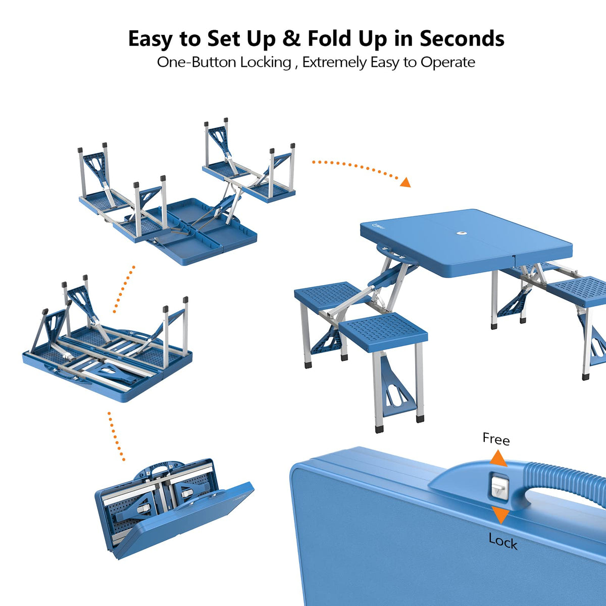 4 Ft Folding Picnic Table Set with 4 Seats K2839