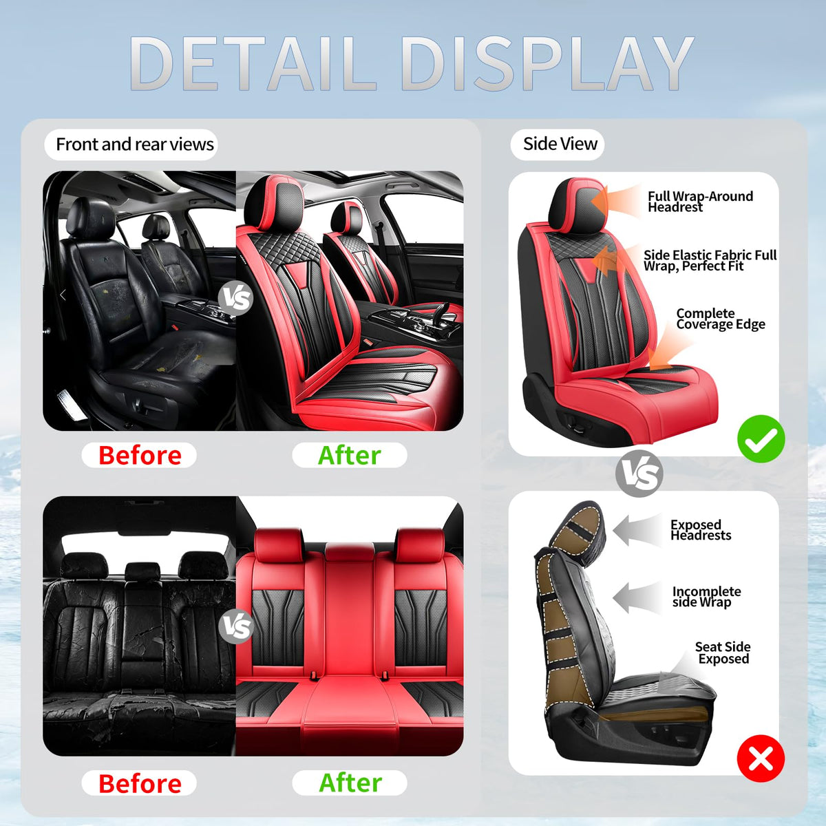 Red Black Car Seat Covers D482781