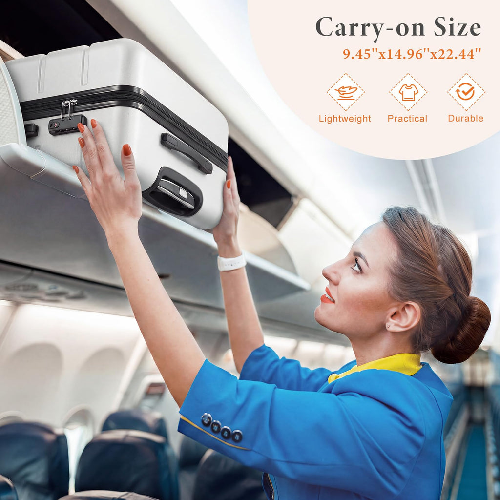 20 Inch White Hard Shell Suitcase H3276