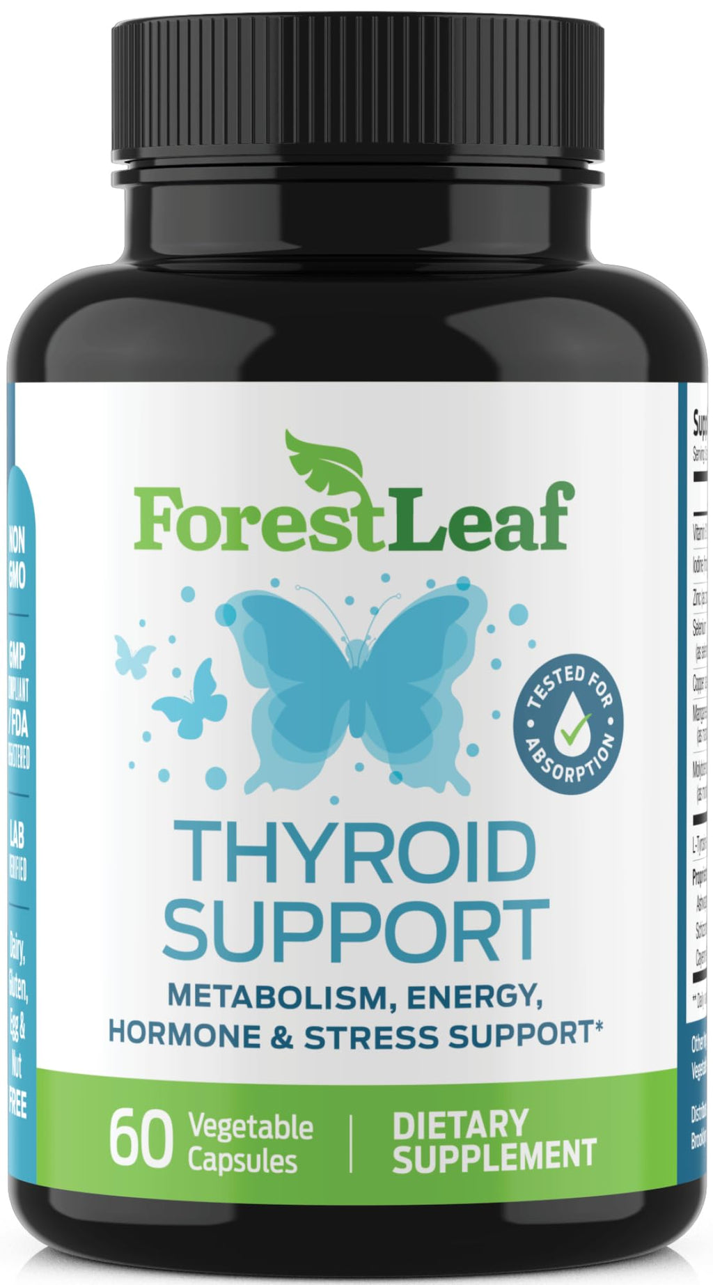 All Natural Thyroid Support Supplement with Iodine, B12, Zinc, Selenium, Ashwagandha - 60 Vegetarian Capsules X77818