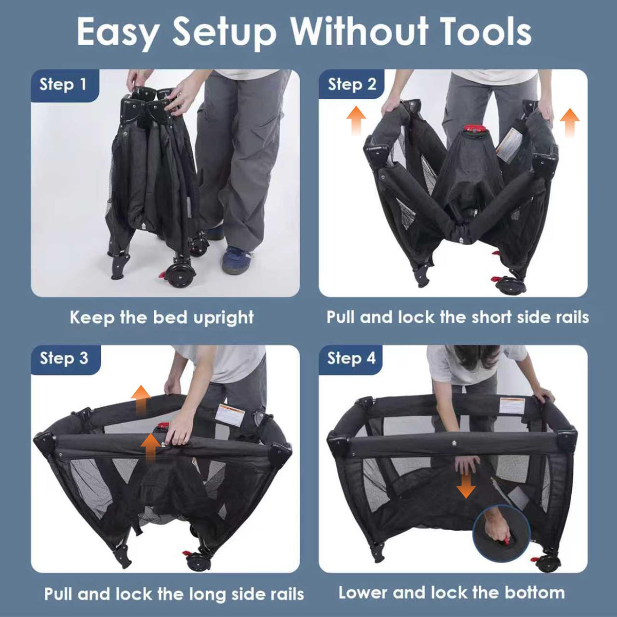 3-in-1 Pack and Play with Changing Table & Carry Bag, Black T315883