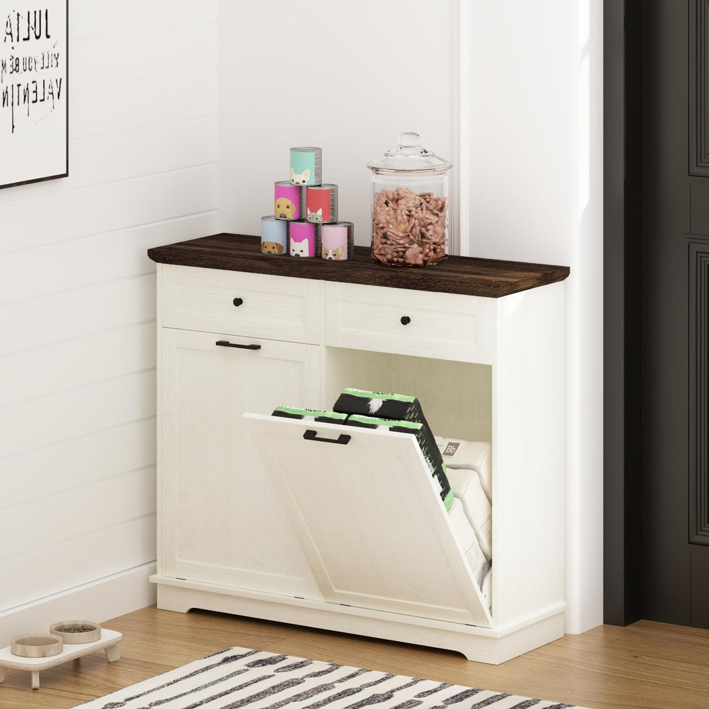 20 Gallon Double Tilt Out Trash Can Cabinet Antique White X575741