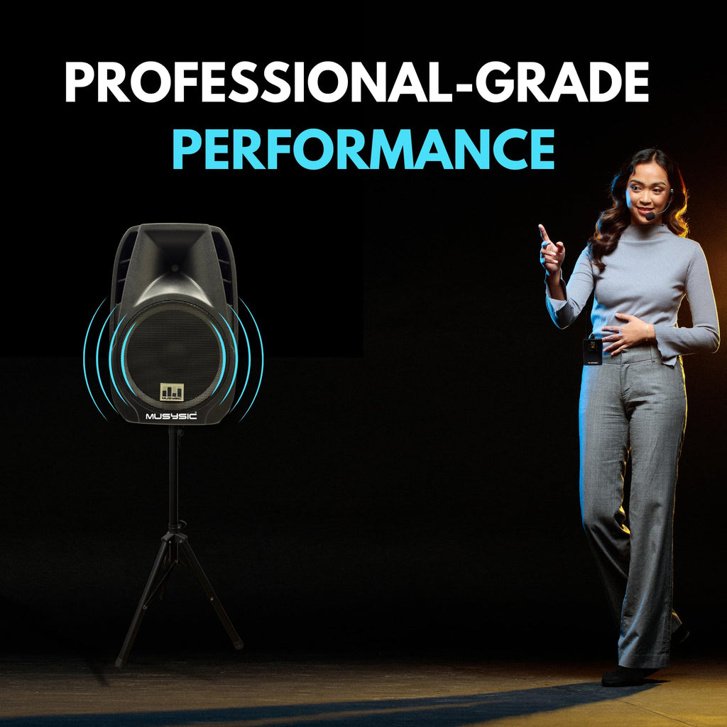 15" 2000W Portable PA Speaker System with Wireless Microphones D8199
