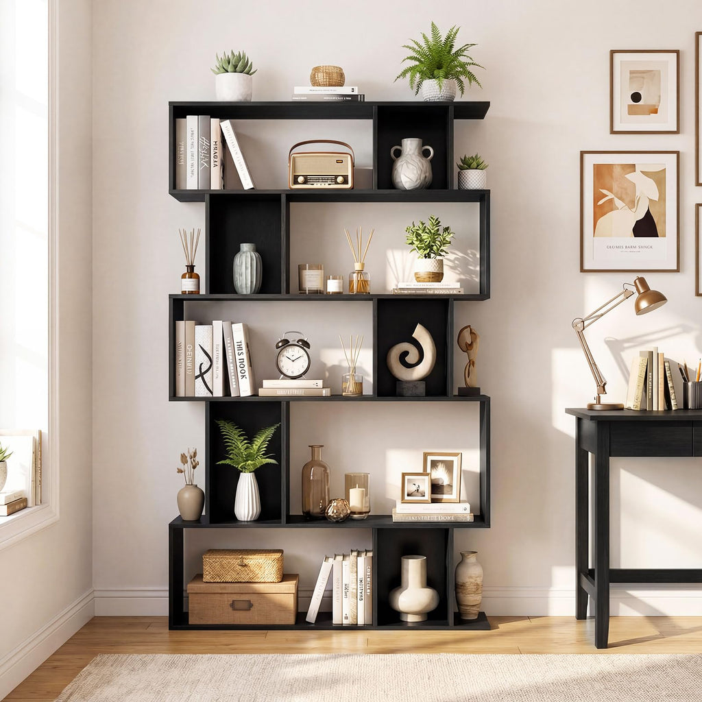 5-Tier 10-Cube Black Bookshelf W9594