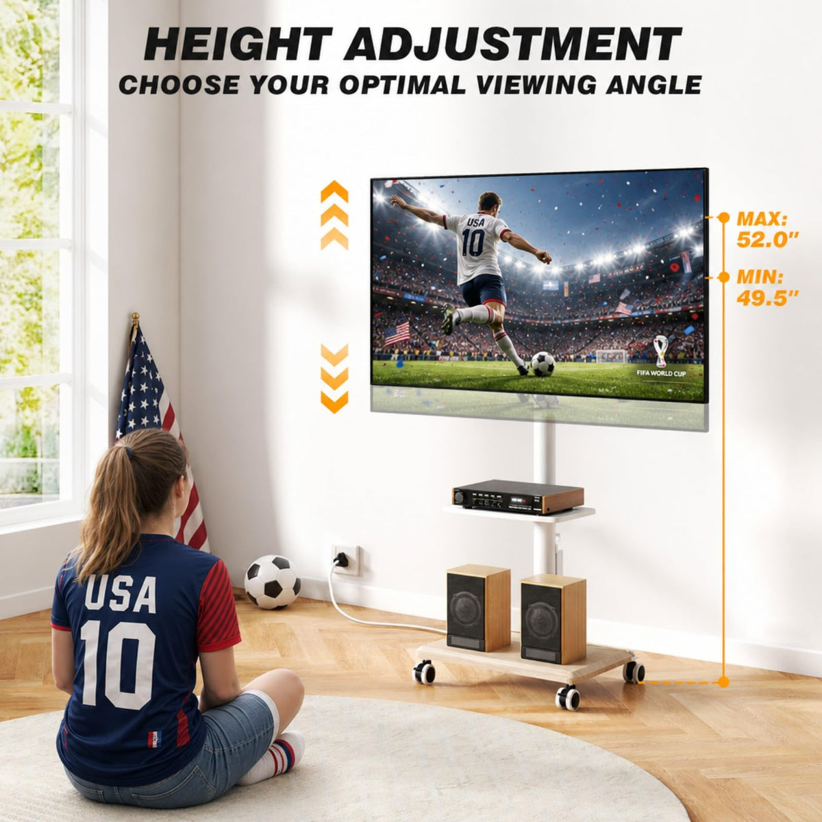 Rolling TV Stand with Power Outlet for 32-60 inch TVs Y268
