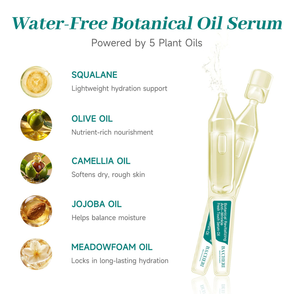 Anti-Aging Face Oil Serum Ampoules with Squalane, Camellia, Jojoba & Meadowfoam Seed Oil, 1ml x 30 G2354