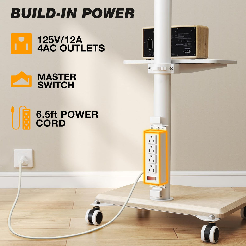 Rolling TV Stand with Power Outlet for 32-60 inch TVs Y268