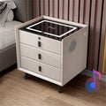 White 3 Drawer Nightstand with Wireless Charging and LED Lights X683