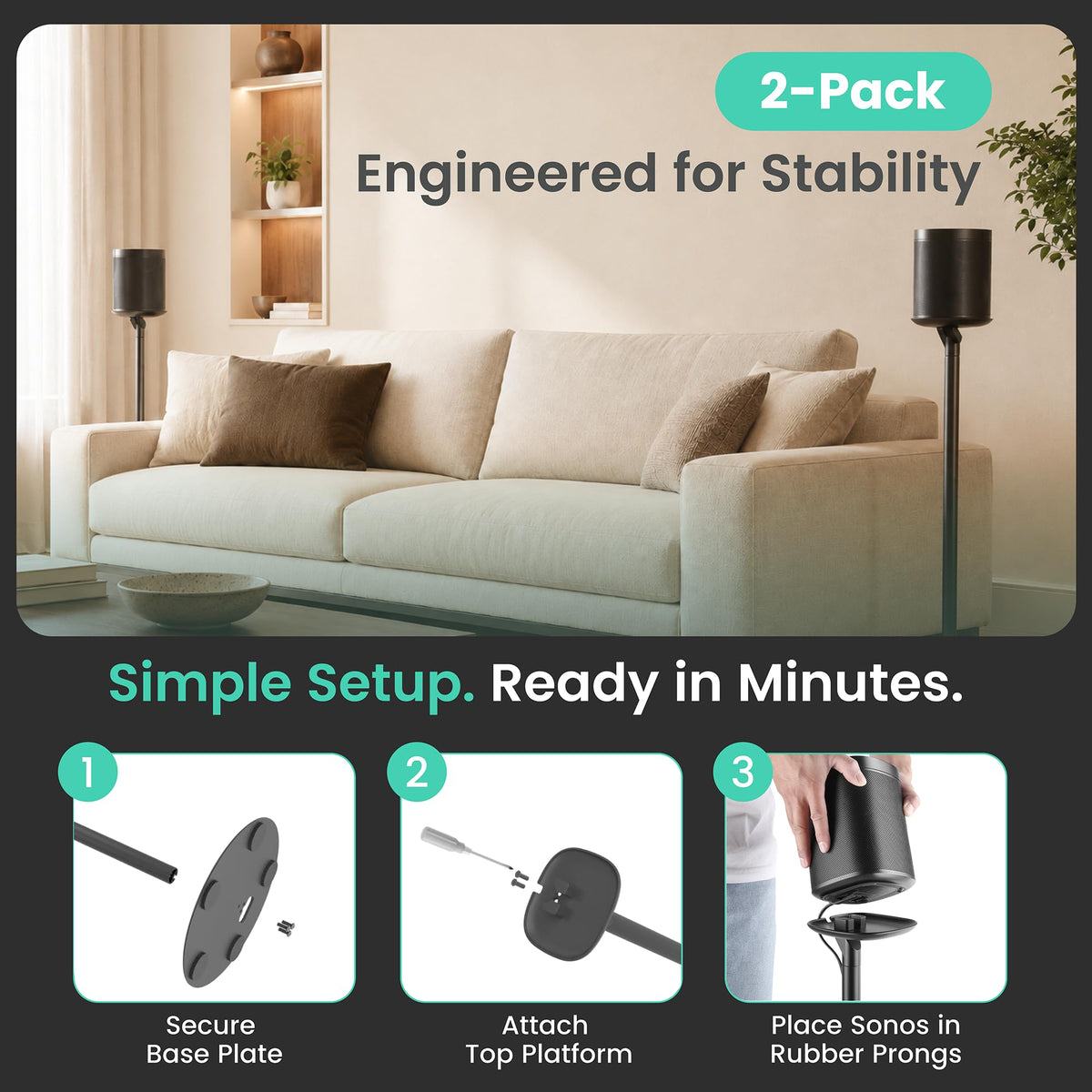 Black 2 Pack Speaker Stands B9883