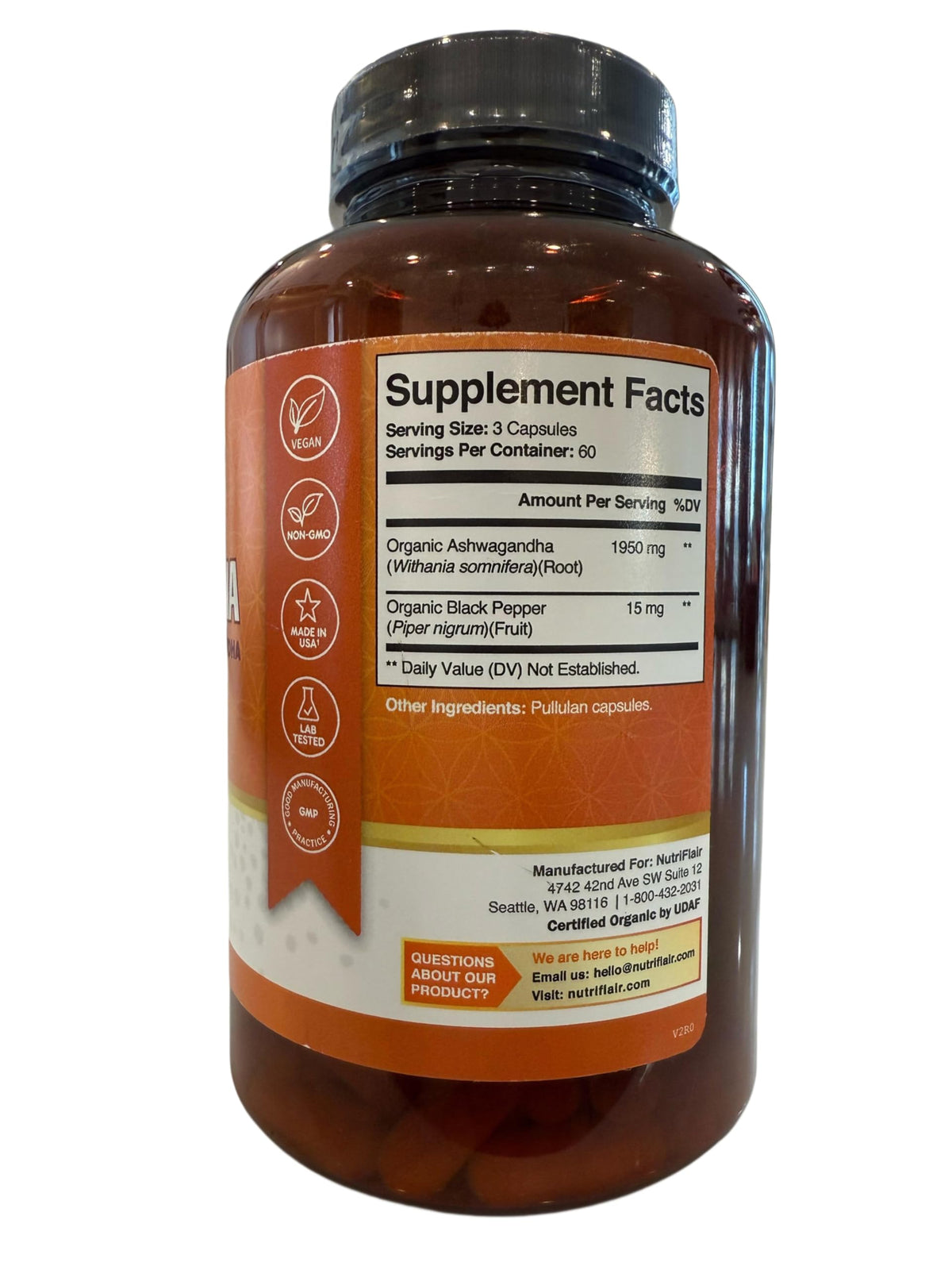 Organic Ashwagandha Root Extract with Black Pepper B352832