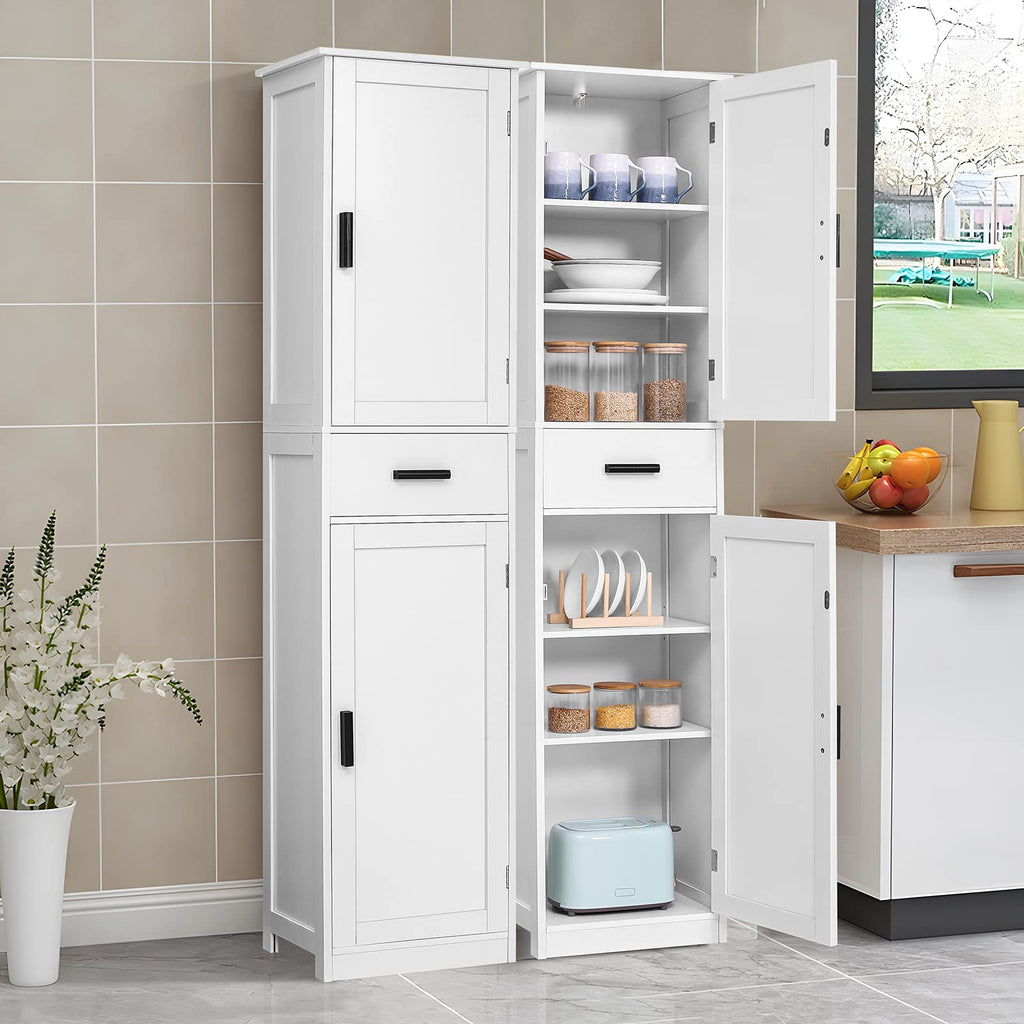 67'' Tall White Storage Cabinet with 4 Shelves & 2 Doors J2354