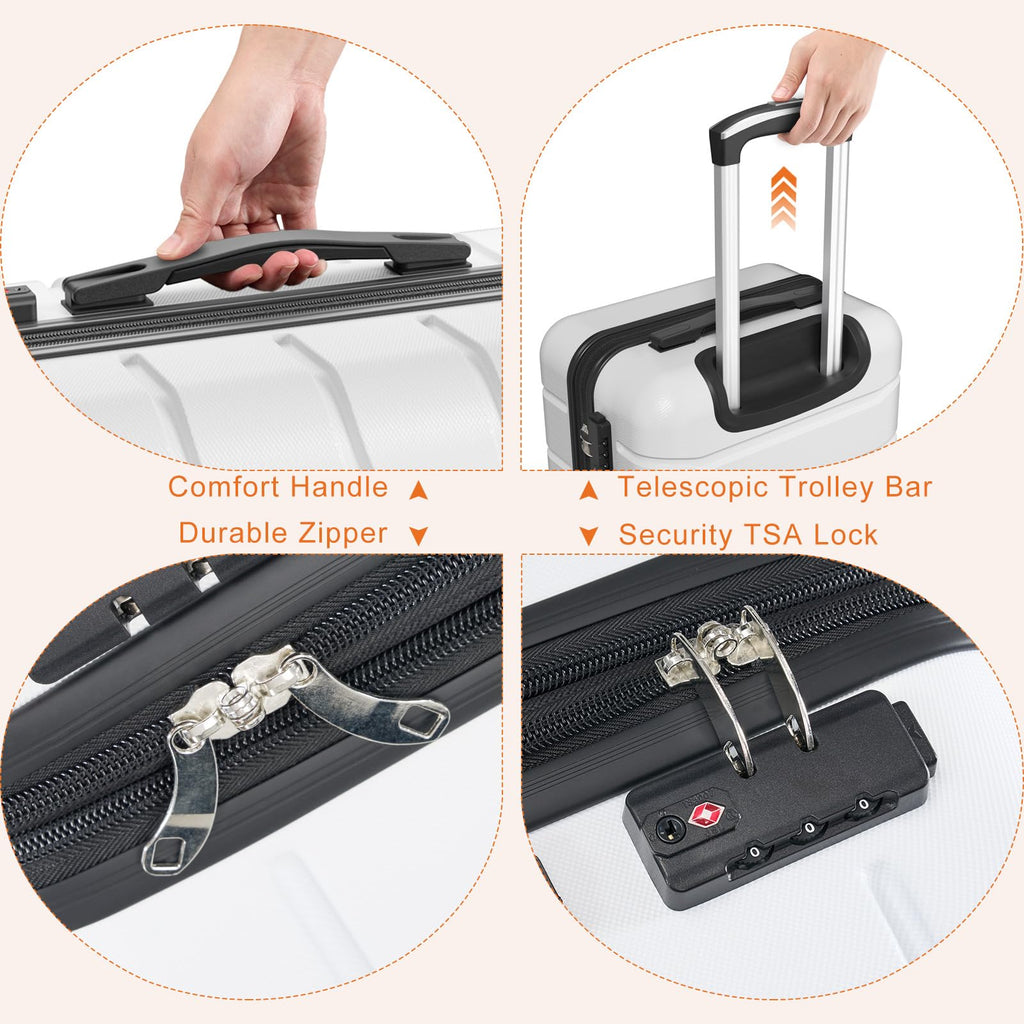 20 Inch White Hard Shell Suitcase H3276