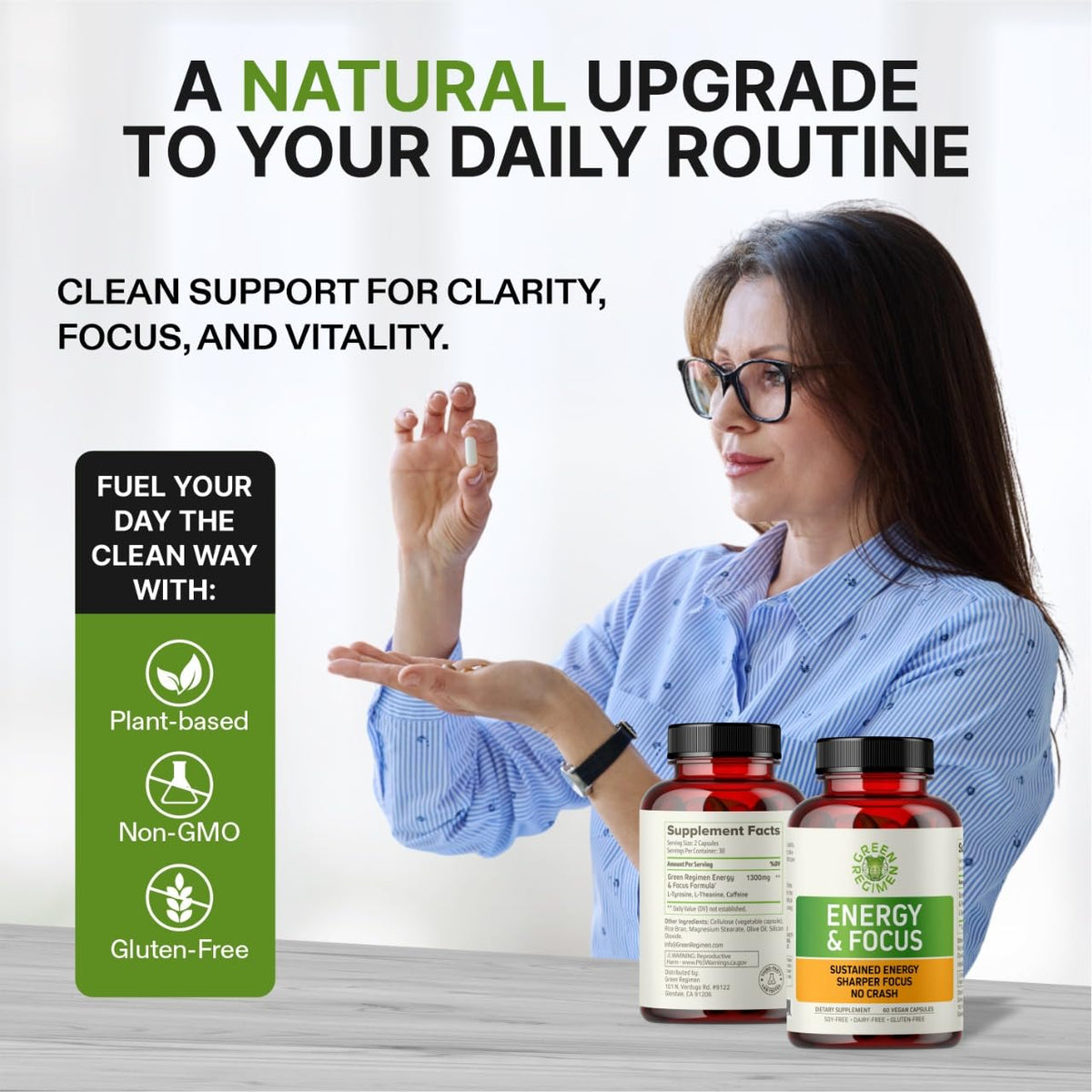 Vegan Non-GMO Energy & Focus Capsules F5718