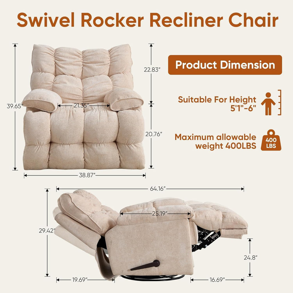 Oversized Swivel Rocker Recliner Chair Q147650