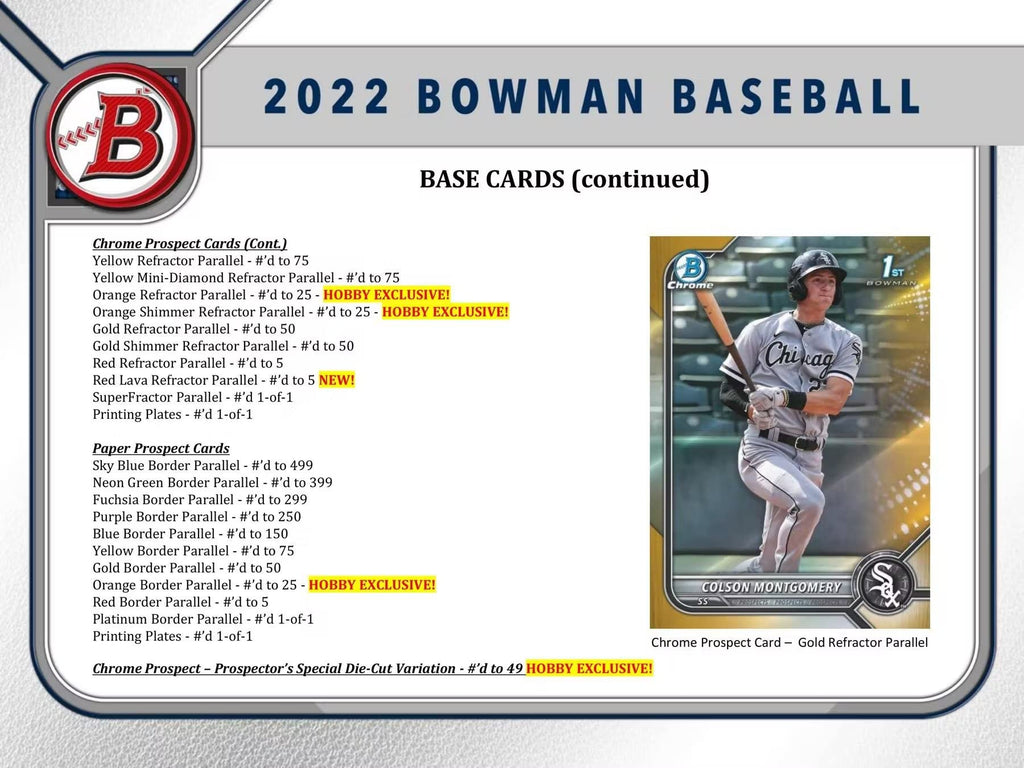 2022 Bowman Baseball Trading Card Mega Box Z760
