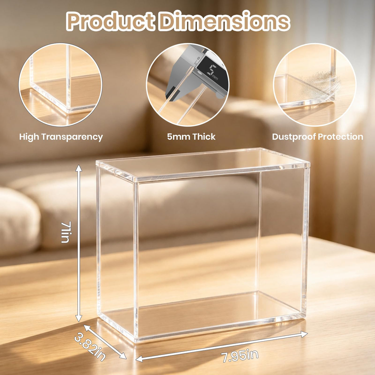 Acrylic 5mm Thick Clear Magnetic Display Case D769