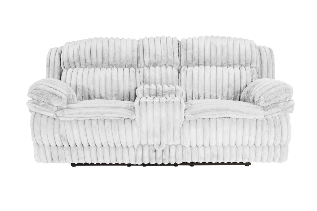 Light Gray Corduroy Reclining Loveseat with Storage Drawer F261254