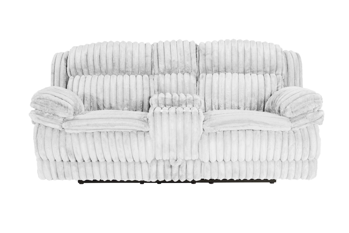 Light Gray Corduroy Reclining Loveseat with Storage Drawer F261254