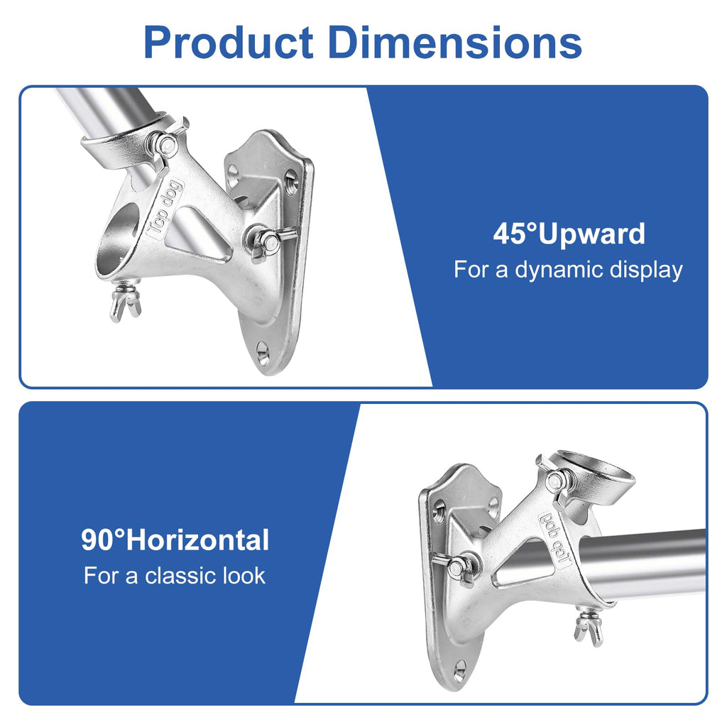304 Stainless Steel Adjustable Wall Mount Flag Pole Holder Bracket J30532